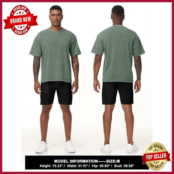 Heavyweight Cotton Oversized T-Shirt Vintage Washed Loose Fit Unisex - Picture 5 of 8